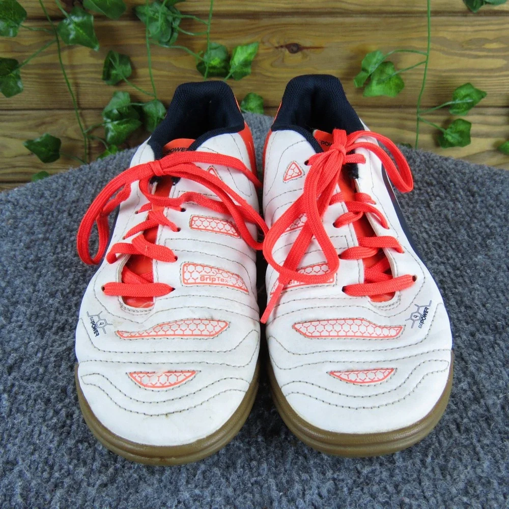 Puma evoPOWER 4‎ White Orange Indoor Soccer Shoes Boys Size 3 GripTex Comfort
